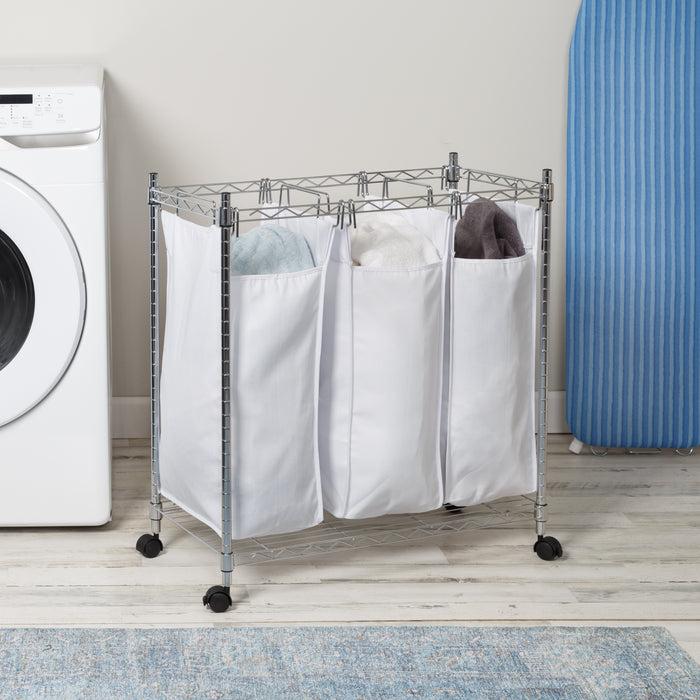 Honey Can Do White/Chrome Triple Rolling Sorter