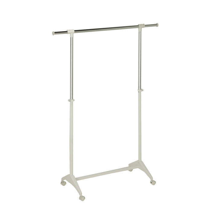 Honey Can Do White Expandable Rolling Clothes Rack