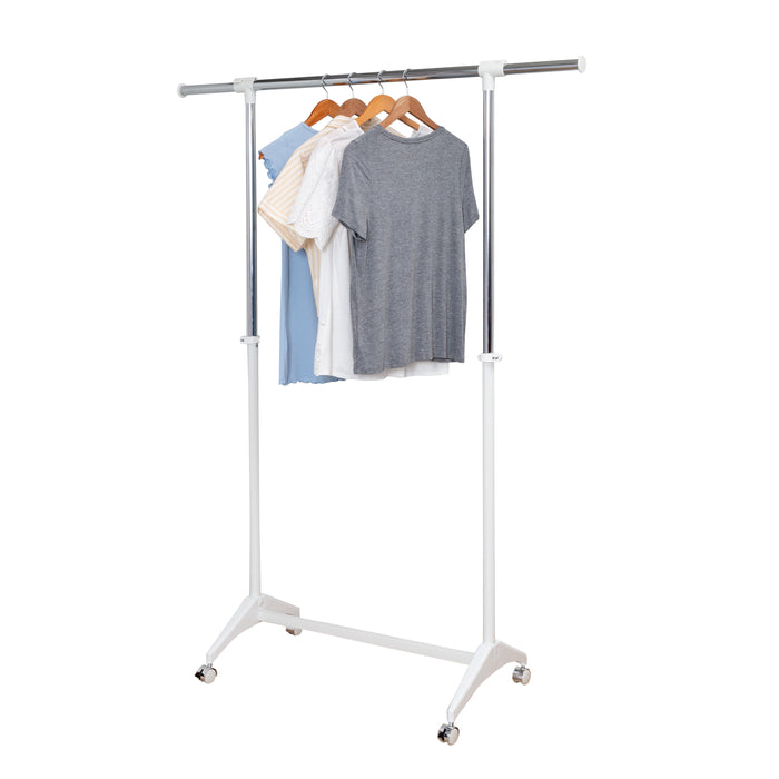 honey can do White Expandable Rolling Clothes Rack