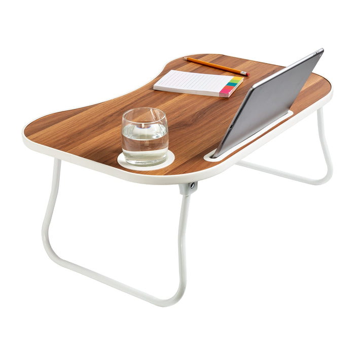 honey can do White/Faux Walnut Folding Lap Desk