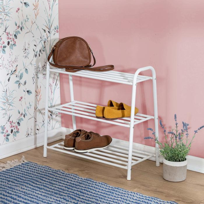 Honey Can Do White Matte 3-Tier Metal Shoe Rack