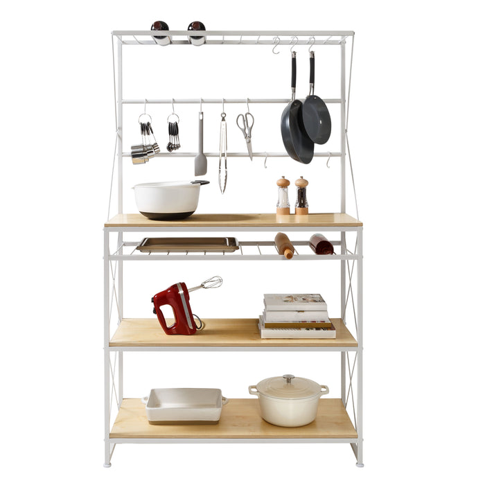 Honey Can Do White/Oak Kitchen Baker’s Rack
