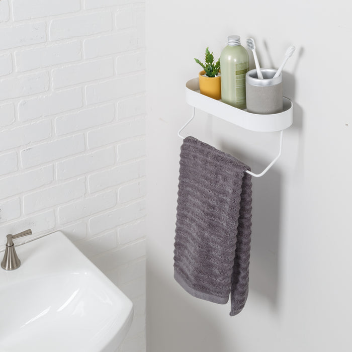 Honey Can Do White Oval Bath Shelf With Towel Bar