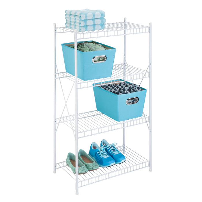 honey can do White Steel 4-Tier Storage Shelf