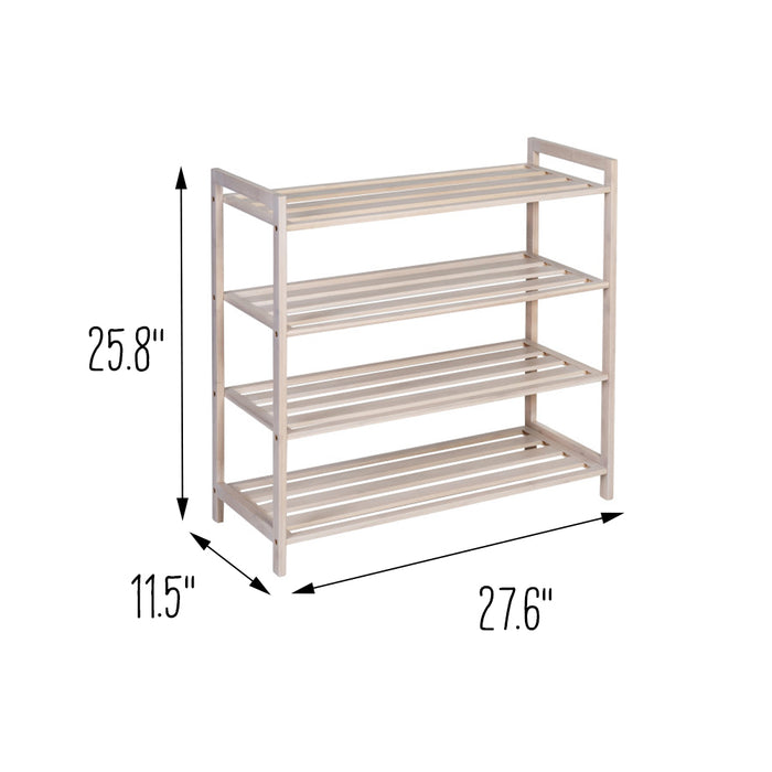 Honey Can Do White Wash 4-Tier Bamboo Shoe Rack