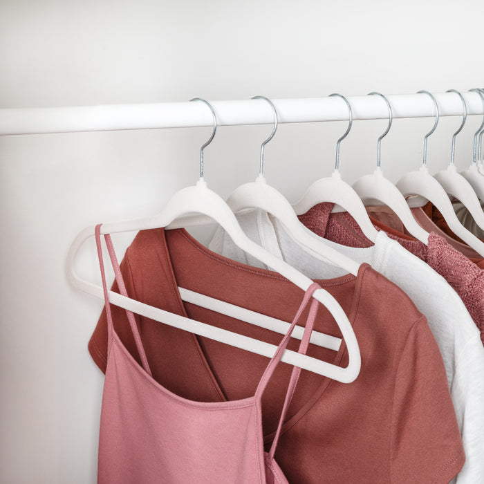 Honey Can Do Ivory Slim-Profile Non-Slip Velvet Hangers (25-Pack)
