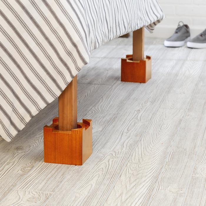 Honey Can Do Maple Finish Square Wood Bed Risers (Set Of 4)