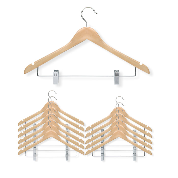 Honey Can Do Maple Finish Wood Clip Suit Hangers (12-Pack)