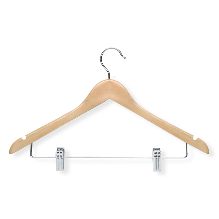 honey can do Maple Finish Wood Clip Suit Hangers (12-Pack)