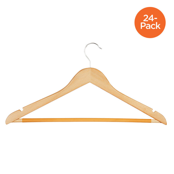 honey can do Maple Finish Wood No-Slip Suit Hangers (24-Pack)