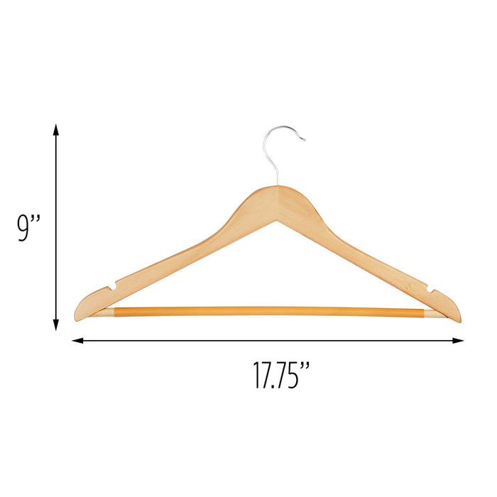 Honey Can Do Maple Finish Wood Suit Hangers With Pants Bar (10-Pack )