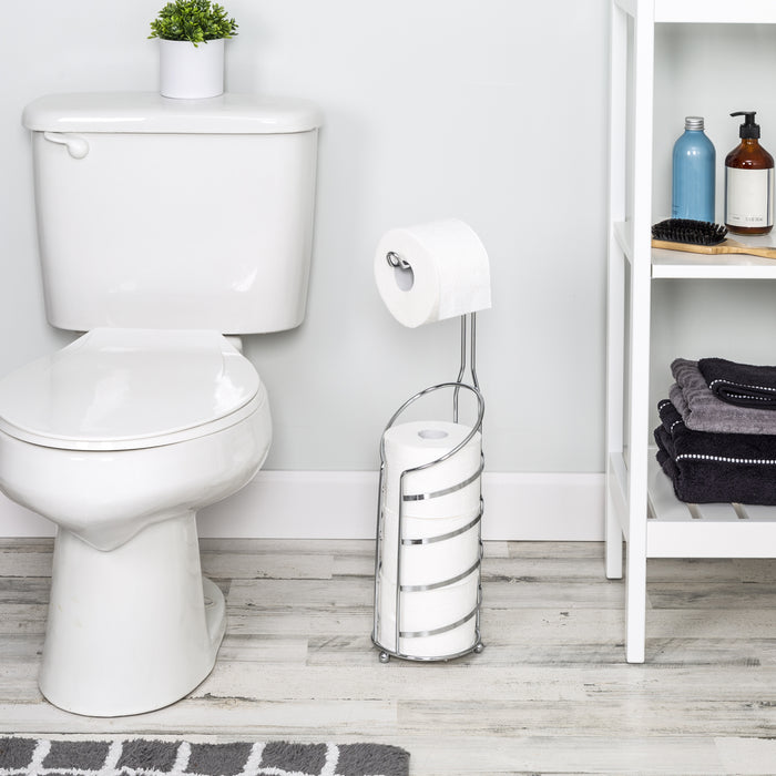 Honey Can Do Metal Curved Wire Freestanding Toilet Paper Holder And Dispenser