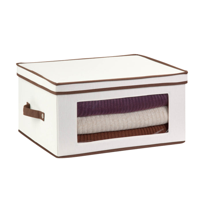honey can do Natural 18" x 14" Canvas Window Storage Box with Lid
