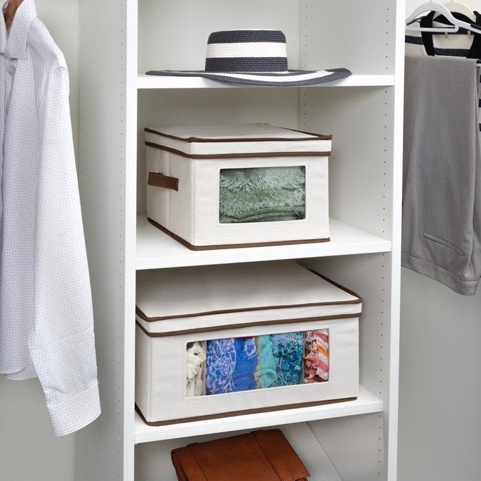 Honey Can Do Natural 2-Pack Fabric Closet Storage Box With Lid Clear-View Window & Removable Dividers