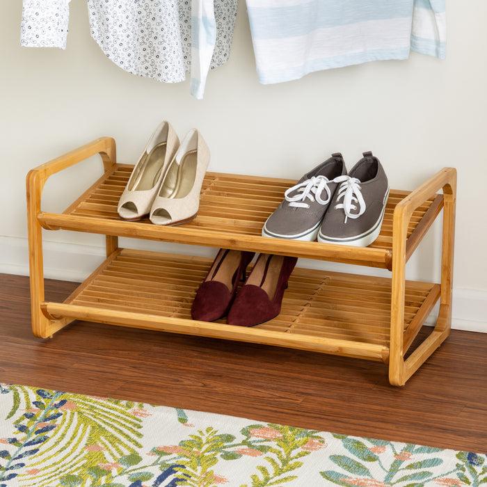 Honey Can Do Natural 2-Tier Stackable Bamboo Shoe Rack