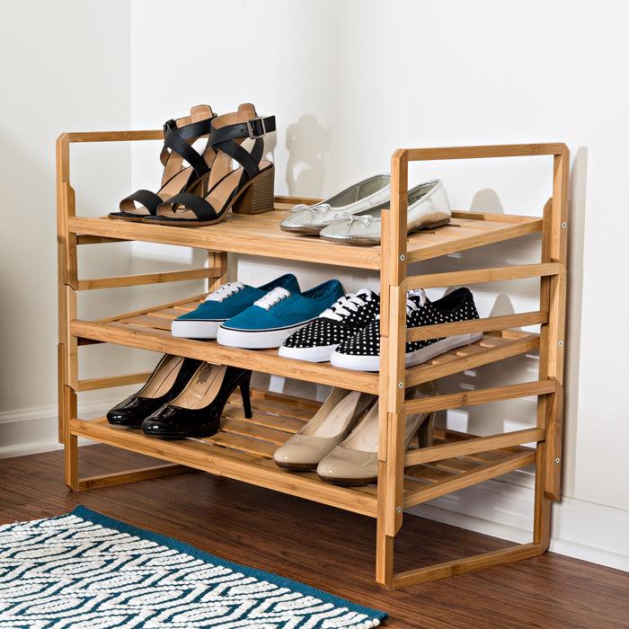Honey Can Do Natural 3-Tier Bamboo Nesting Shoe Rack