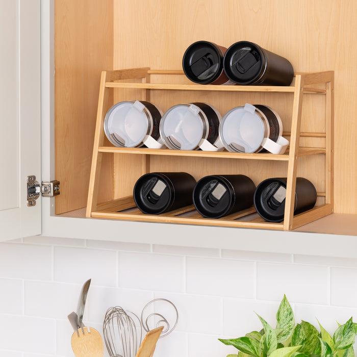 Honey Can Do Natural 3-Tier Bamboo Water Bottle Organizer For Cabinet Or Pantry