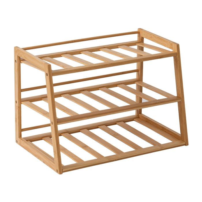 honey can do Natural 3-Tier Bamboo Water Bottle Organizer For Cabinet or Pantry