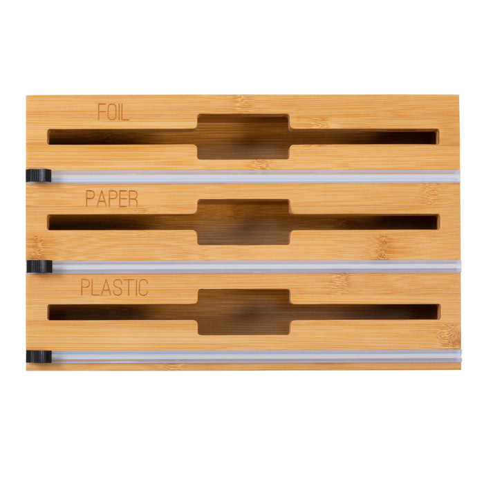 honey can do Natural Bamboo 3-In-1 Food Wrap Organizer with Safety Cutter