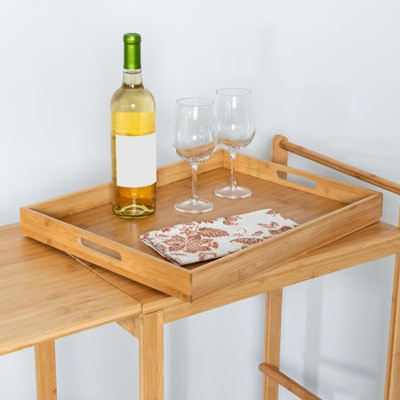 Honey Can Do Natural Bamboo 38-Inch Kitchen Cart With Drop-Leaf