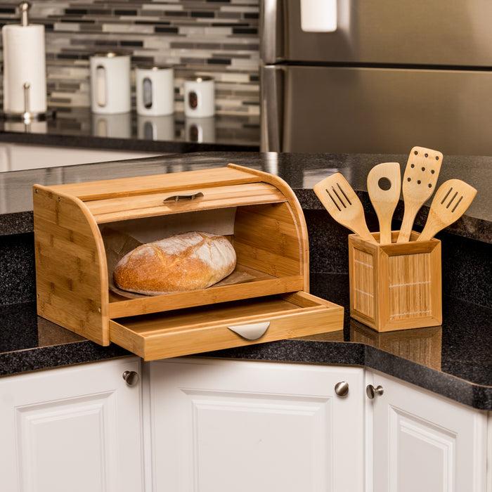 Honey Can Do Natural Bamboo Bread Box With Cutting Board
