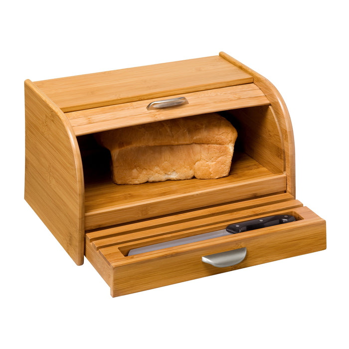 honey can do Natural Bamboo Bread Box with Cutting Board