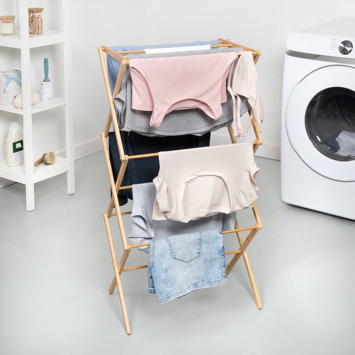 Honey Can Do Natural Bamboo Compact And Collapsible Clothes Drying Rack