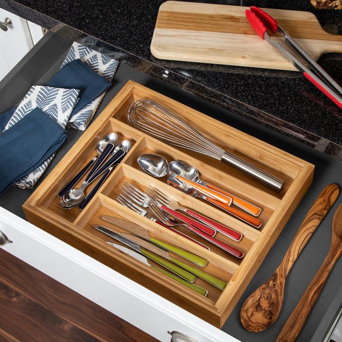 Honey Can Do Natural Bamboo Expandable Kitchen Drawer Organizer