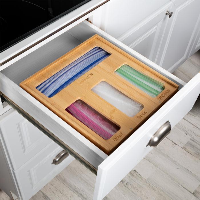 Honey Can Do Natural Bamboo Plastic Bag Organizer For Kitchen Drawer
