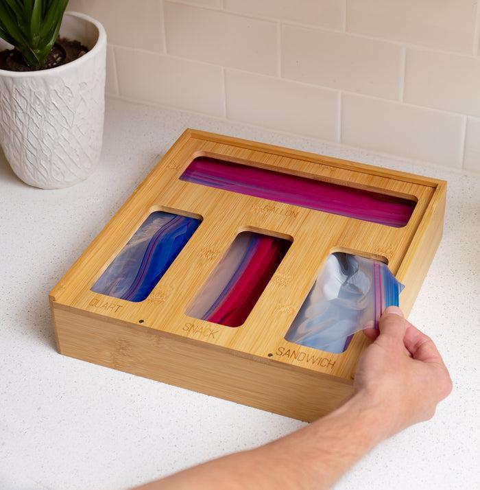 Honey Can Do Natural Bamboo Plastic Bag Organizer For Kitchen Drawer