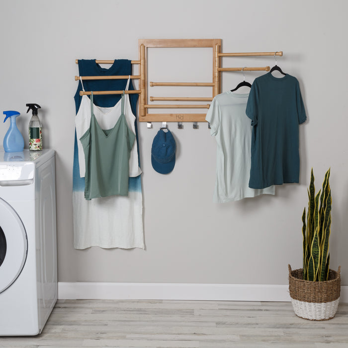 Honey Can Do Natural Bamboo Wall Mount Swivel-Arm Drying Rack