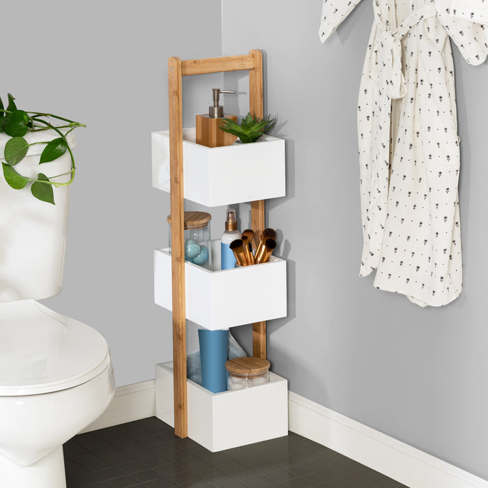 Honey Can Do Natural Bamboo/White 3-Tier Bath Storage Caddy