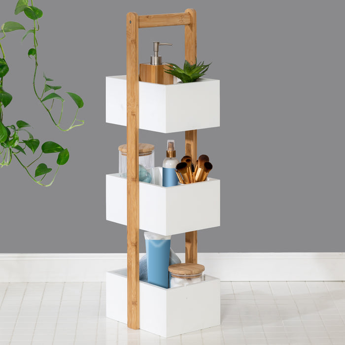 Honey Can Do Natural Bamboo/White 3-Tier Bath Storage Caddy