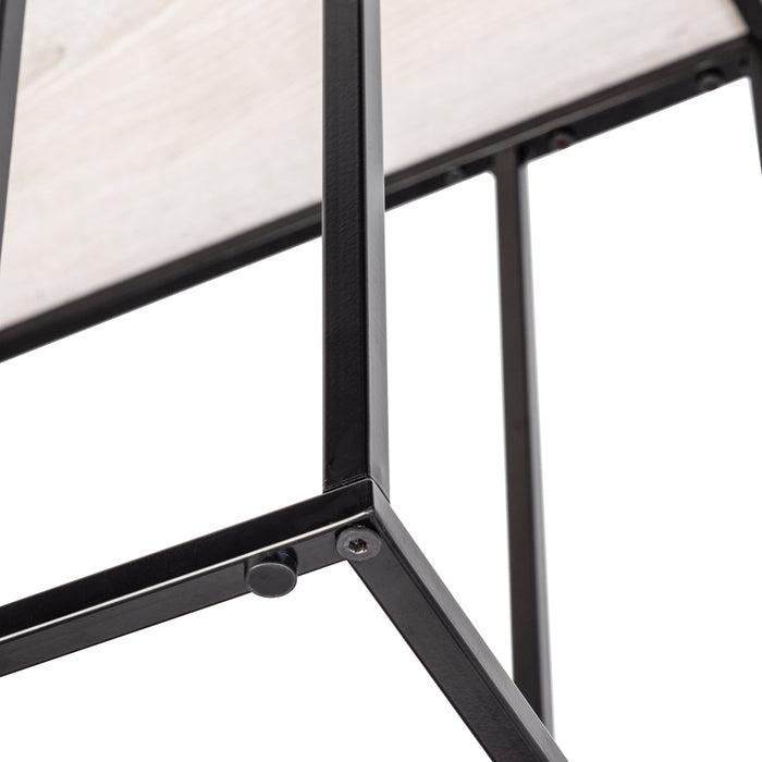 Honey Can Do Natural/Black Square C-Shape End Table