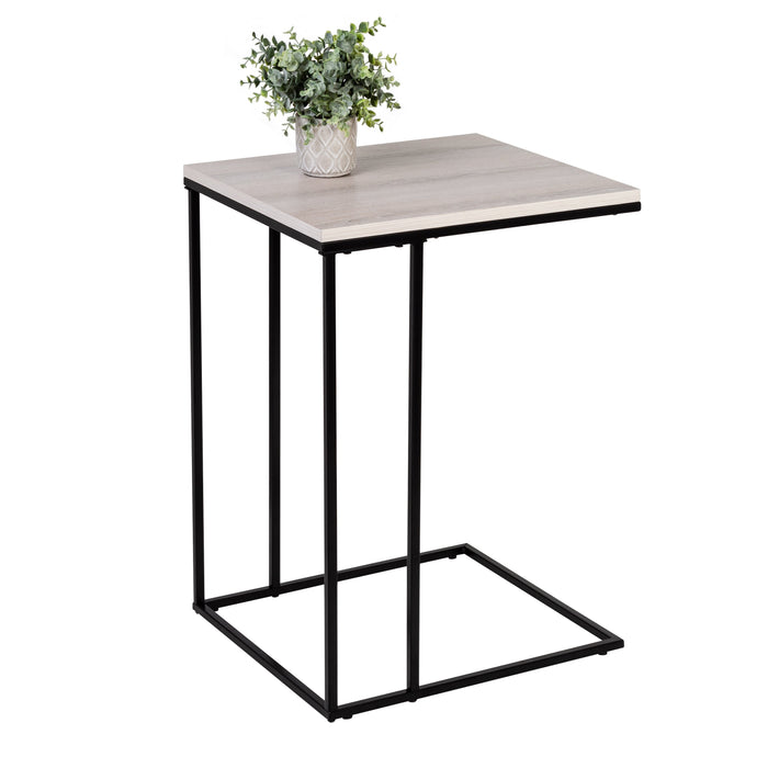 honey can do Natural/Black Square C-Shape End Table