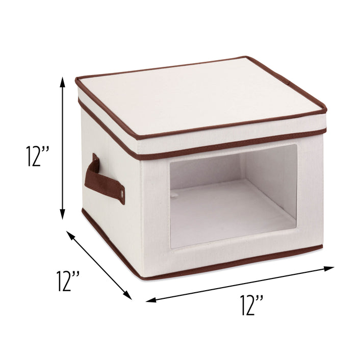 Honey Can Do Natural/Brown Dinnerware Storage Box With Handles (12" X 12")