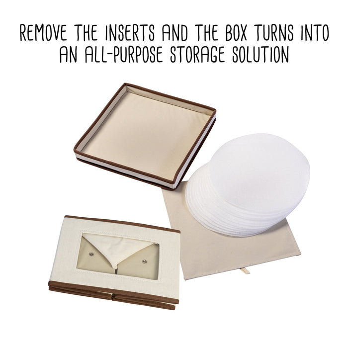 Honey Can Do Natural/Brown Dinnerware Storage Box With Handles (12" X 12")