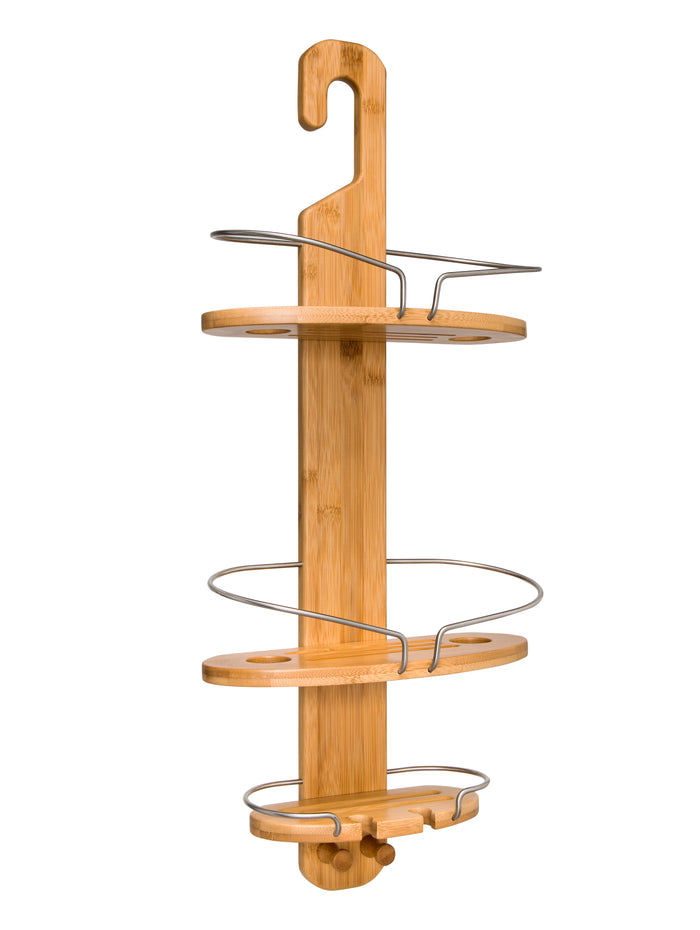 Honey Can Do Natural/Chrome 3-Tier Bamboo Shower Caddy