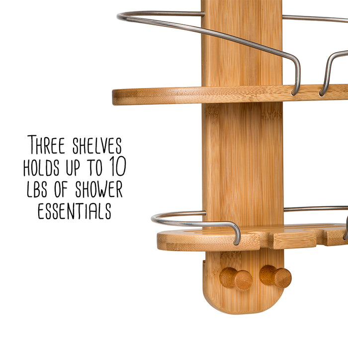 Honey Can Do Natural/Chrome 3-Tier Bamboo Shower Caddy