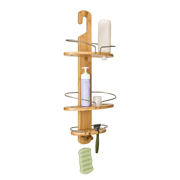 honey can do Natural/Chrome 3-Tier Bamboo Shower Caddy