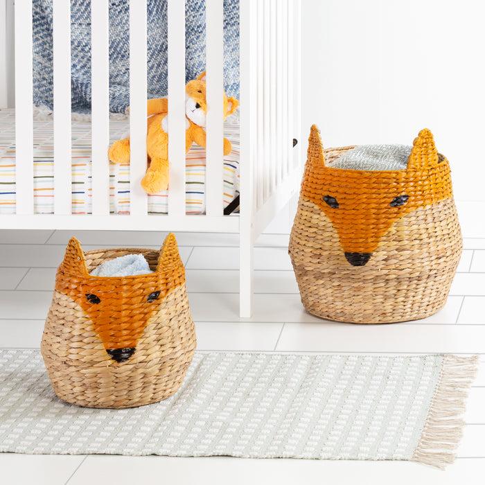 Honey Can Do Natural/Orange Fox Shaped Storage Baskets (Set Of 2)