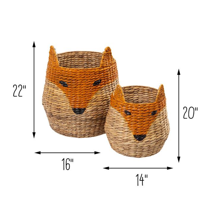 Honey Can Do Natural/Orange Fox Shaped Storage Baskets (Set Of 2)