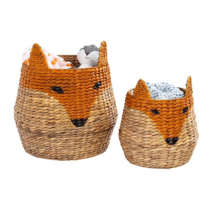 Honey Can Do Natural/Orange Fox Shaped Storage Baskets (Set Of 2)