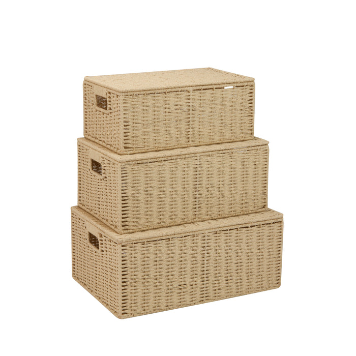 Honey Can Do Natural Paper Rope Basket Set With Lids (Set Of 3)