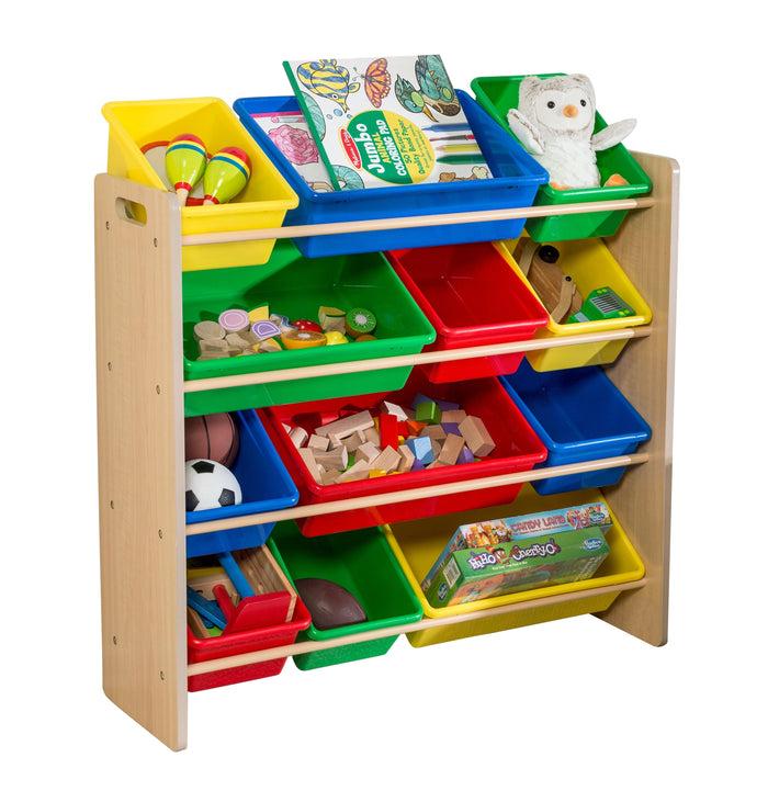 honey can do Natural/Primary Colors 12-Bin Kids Toy Storage Organizer