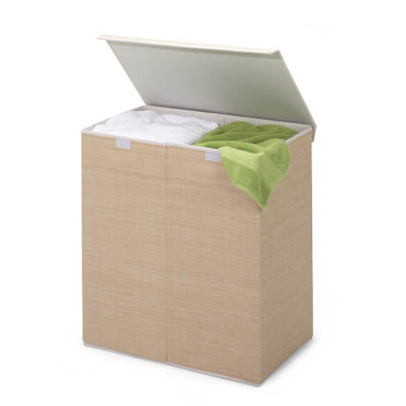honey can do Natural Resin Large Dual Laundry Hamper with Lid