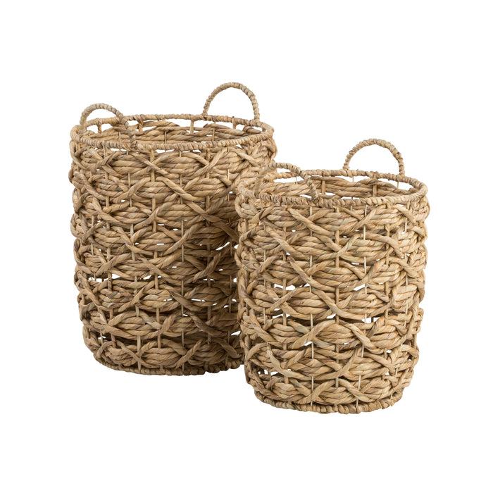 Honey Can Do Natural Round Decorative Wicker Baskets With Handles (Set Of 2)
