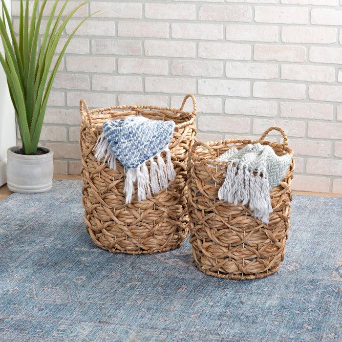 Honey Can Do Natural Round Decorative Wicker Baskets With Handles (Set Of 2)