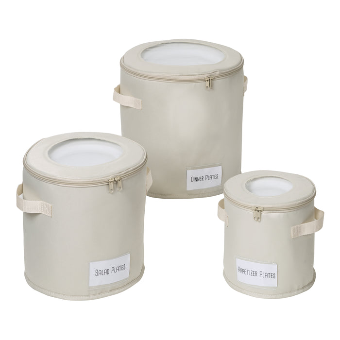 honey can do Natural Round Dinnerware Storage Cases (Set of 3)