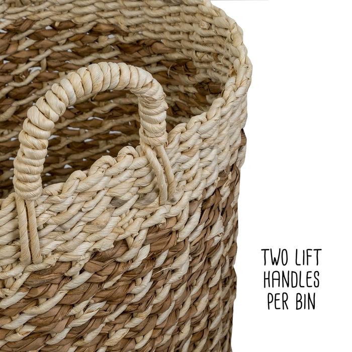 Honey Can Do Natural Tea Stained Large Wicker Storage Basket With Handles